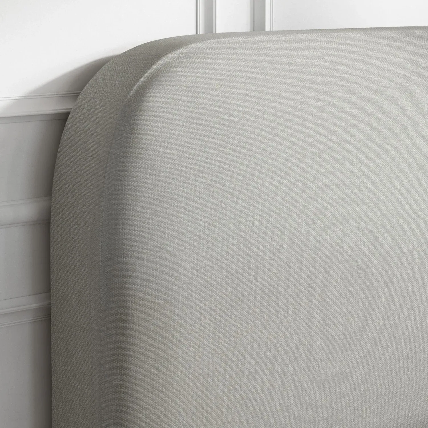 Small Double Bed with Curved Headboard - Grey, Fabric