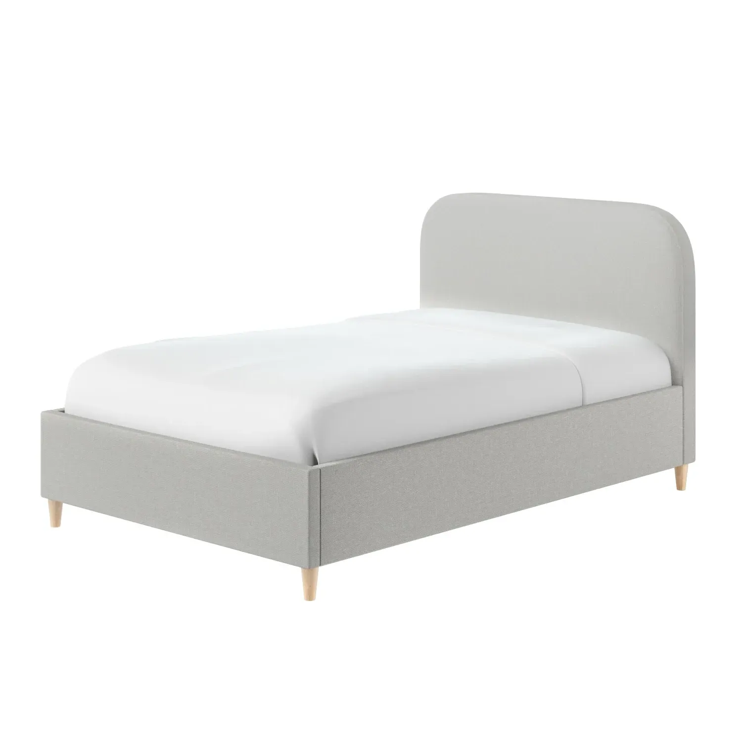 Small Double Bed with Curved Headboard - Grey, Fabric