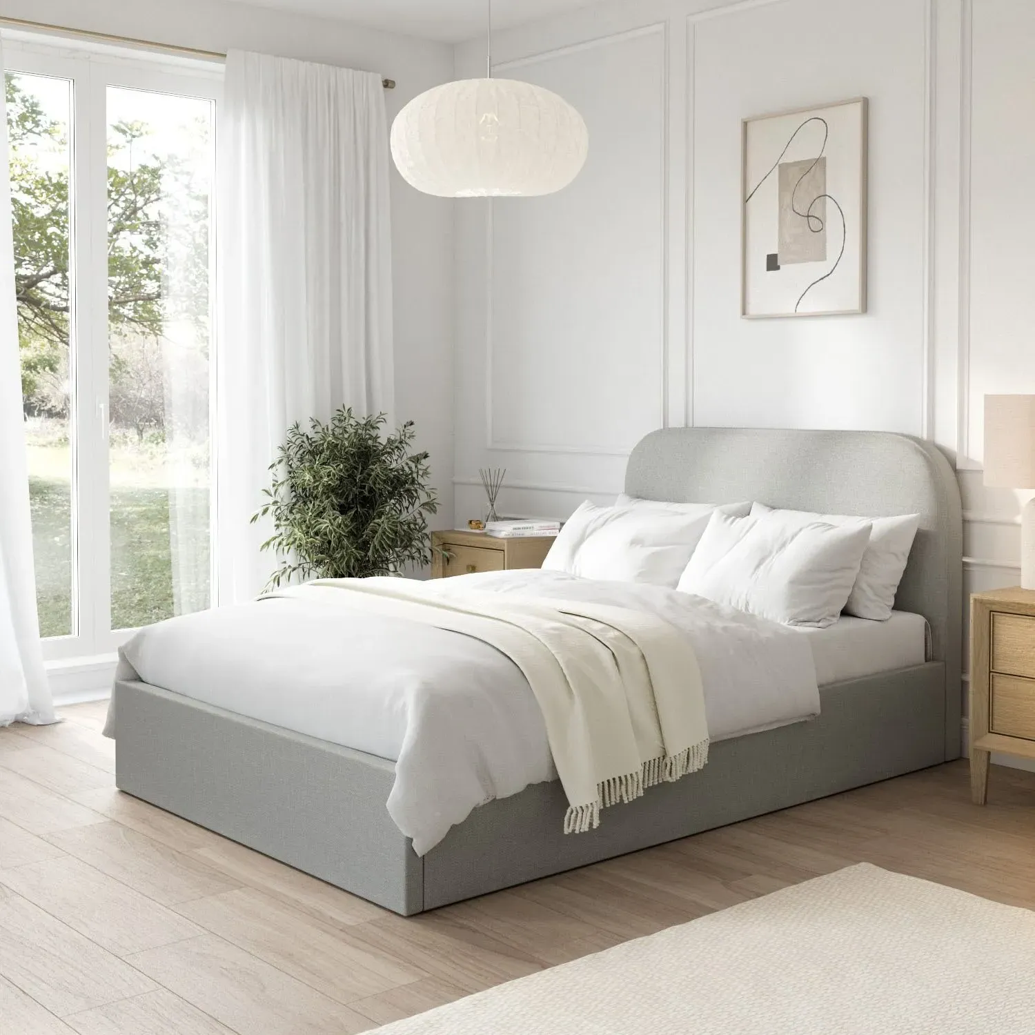 Small Double Ottoman Bed with Storage - Grey, Fabric image