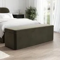 Storage Ottoman Blanket Box - Green, Velvet