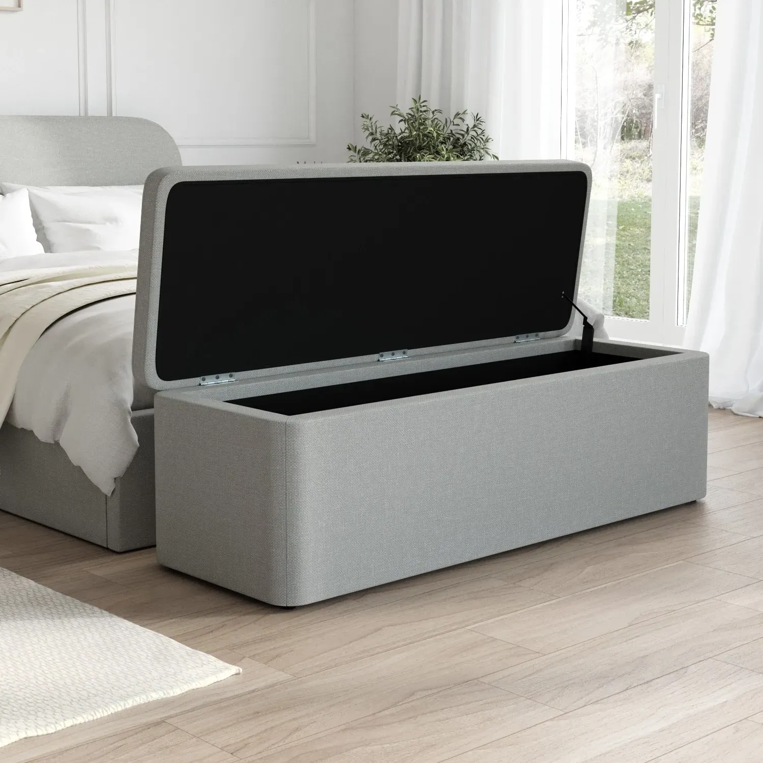 Storage Ottoman Blanket Box - Grey, Fabric