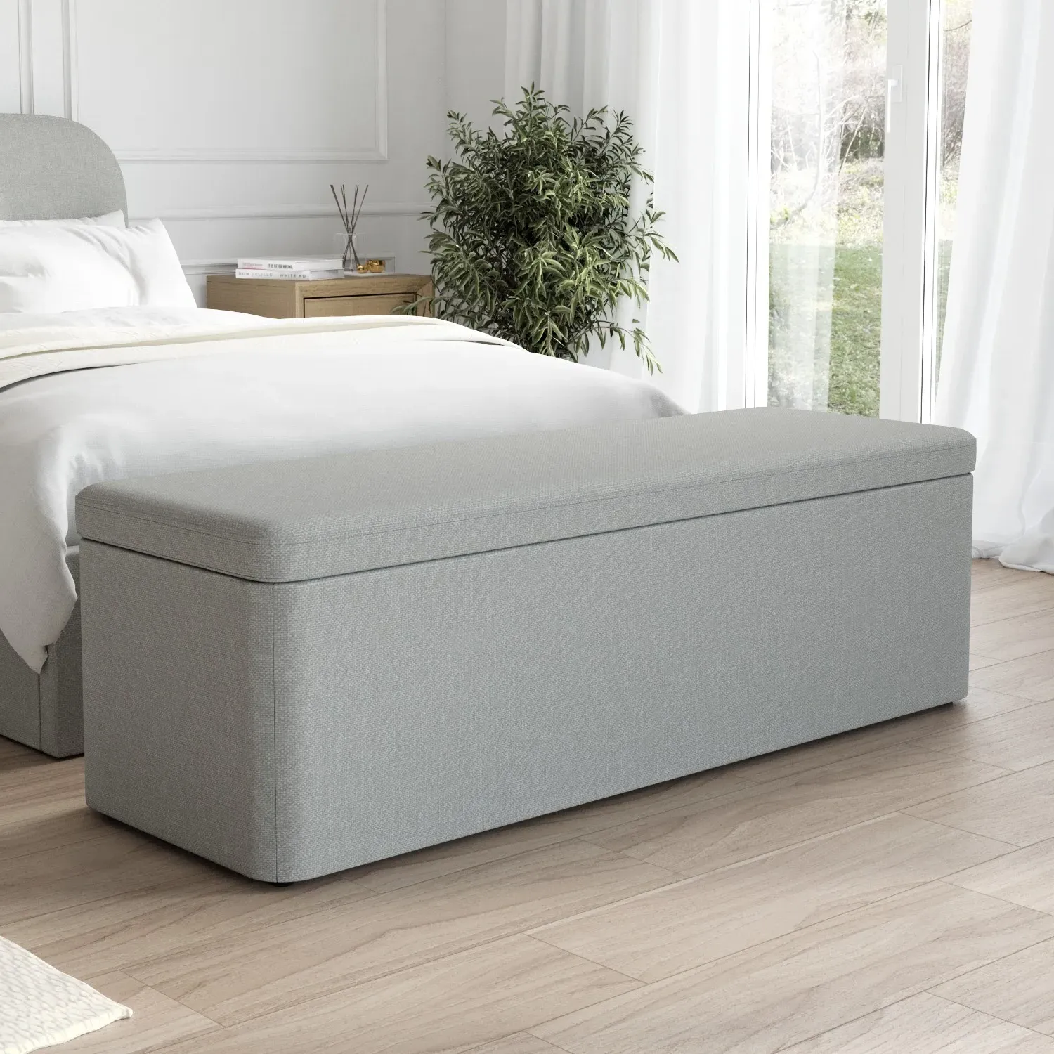 Storage Ottoman Blanket Box - Grey, Fabric image