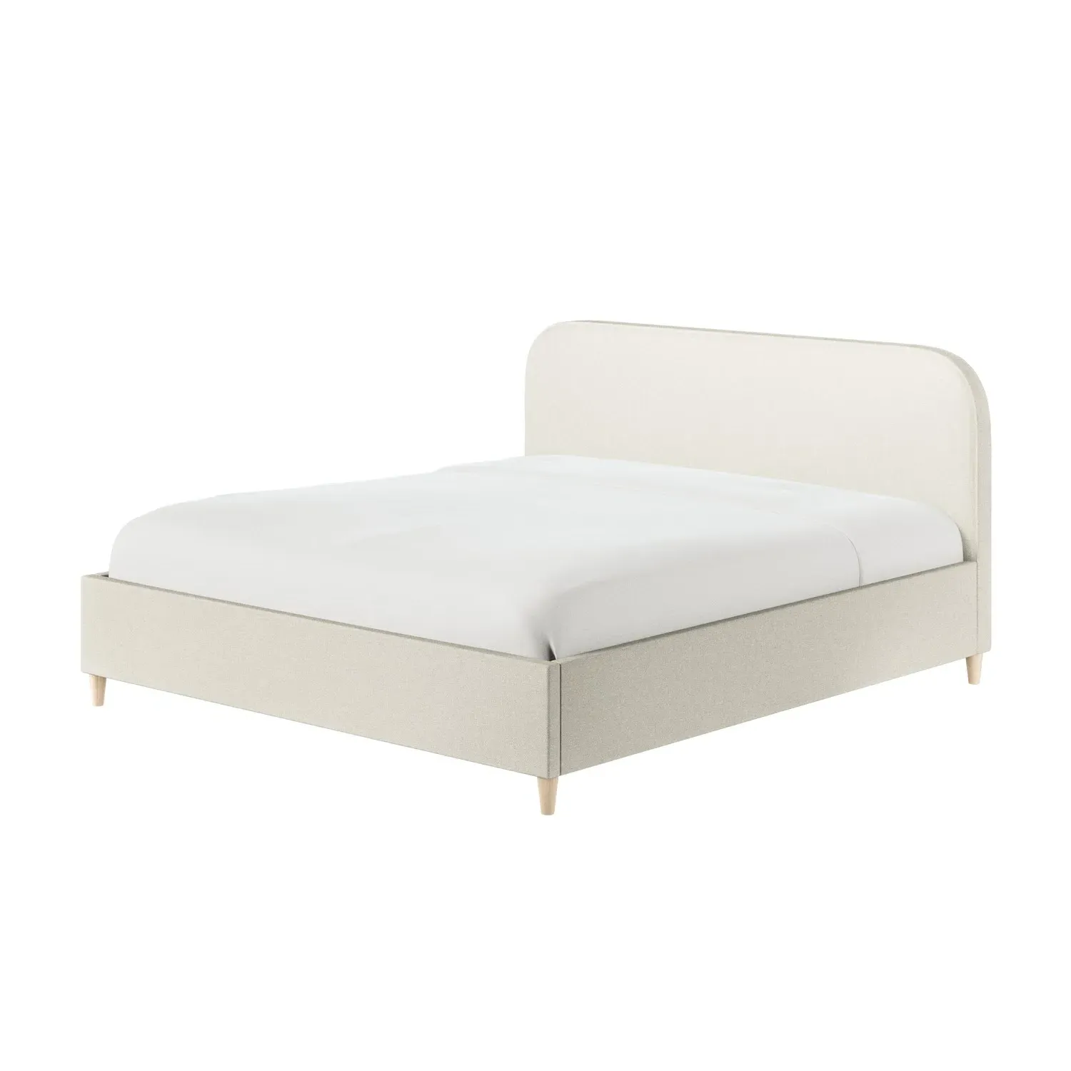 Super King Bed with Curved Headboard - Cream, Fabric