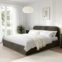 Super King Ottoman Bed with Storage - Green, Velvet