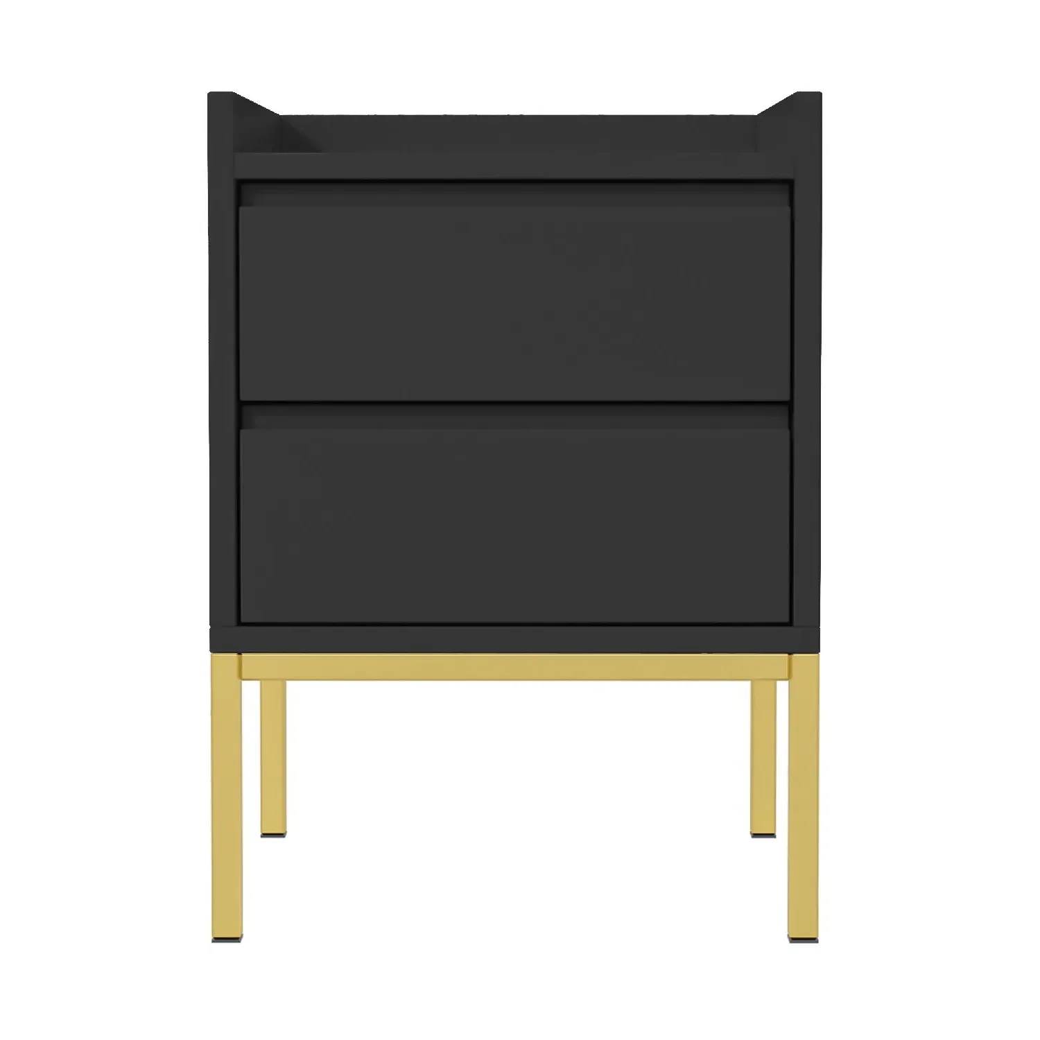 2-Drawer Bedside Table with Gold Legs - Black, MDF