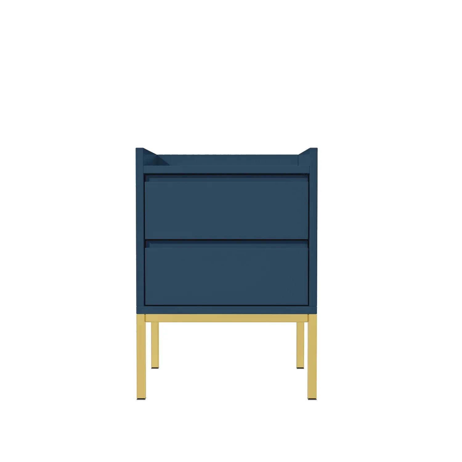 2-Drawer Bedside Table with Gold Legs - Blue, MDF