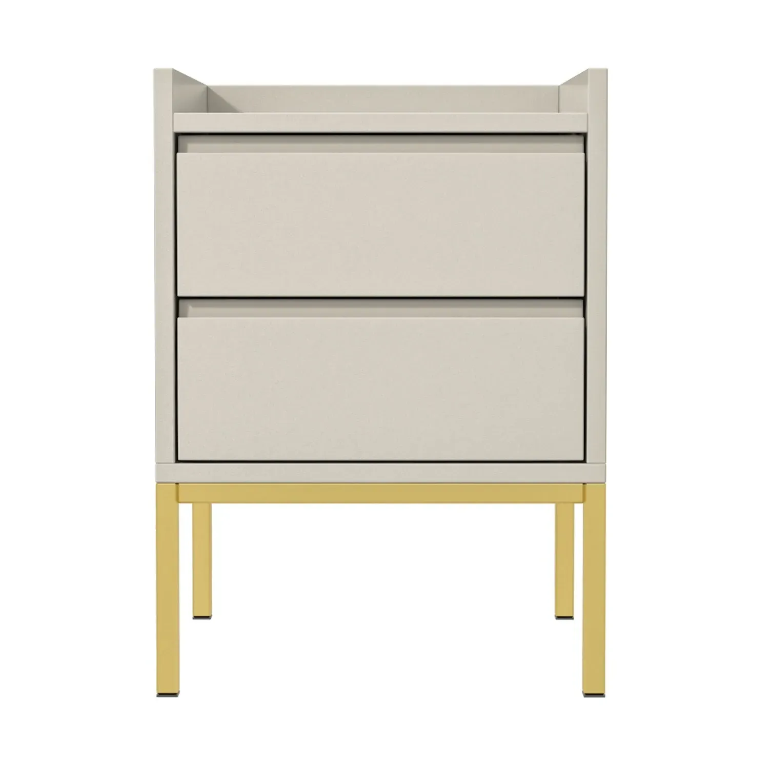 2-Drawer Bedside Table with Gold Legs - Grey, MDF