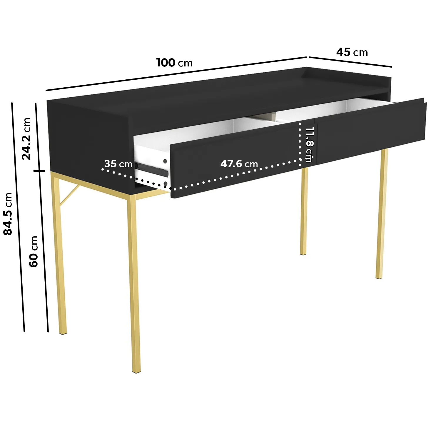 2-Drawer Dressing Table - Black, MDF