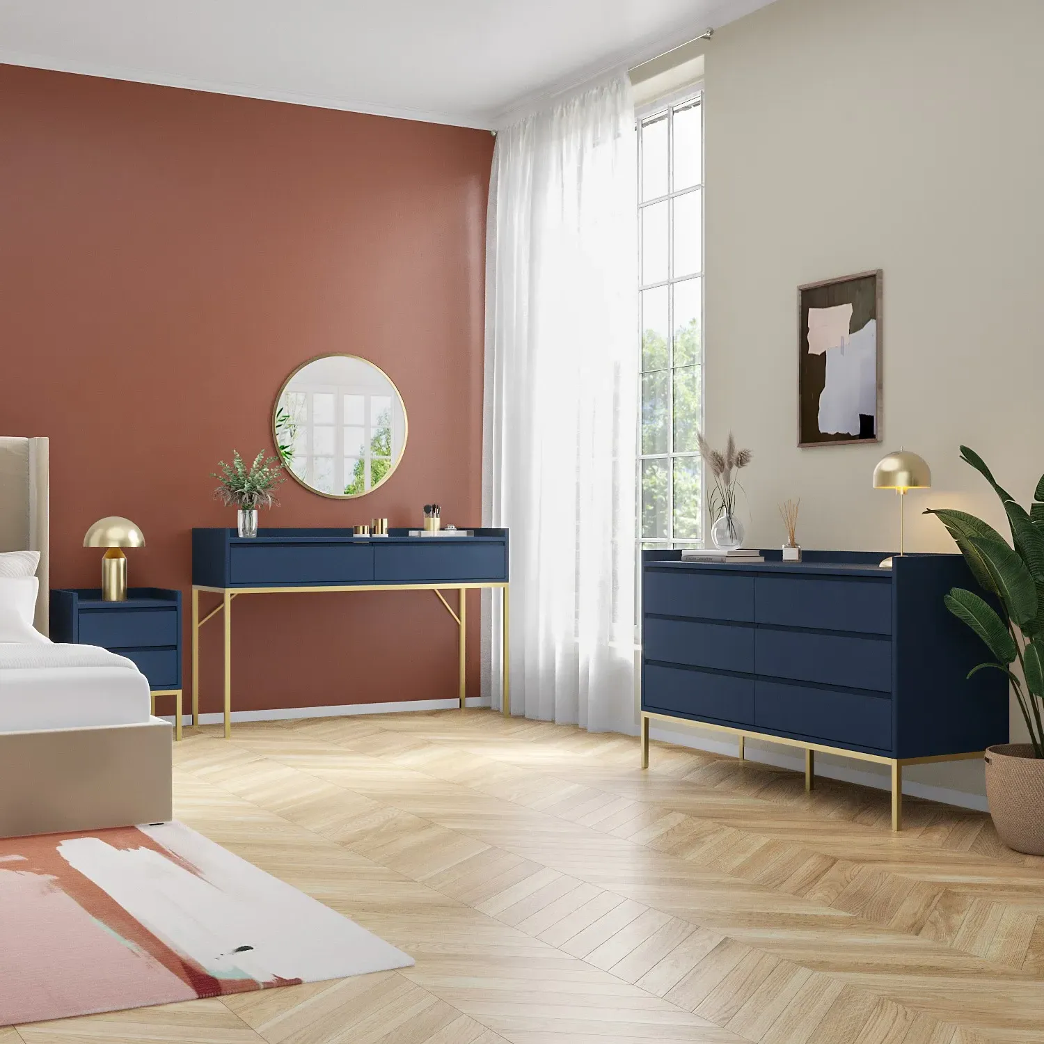 2-Drawer Dressing Table - Navy, MDF