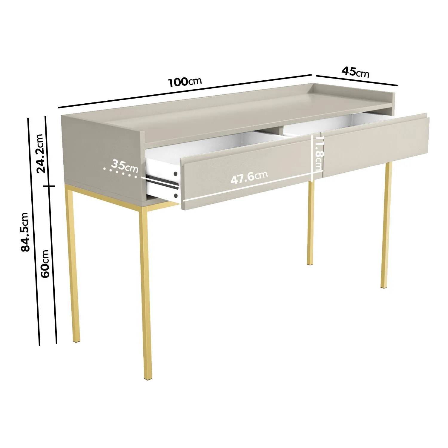 2-Drawer Dressing Table - Taupe, MDF