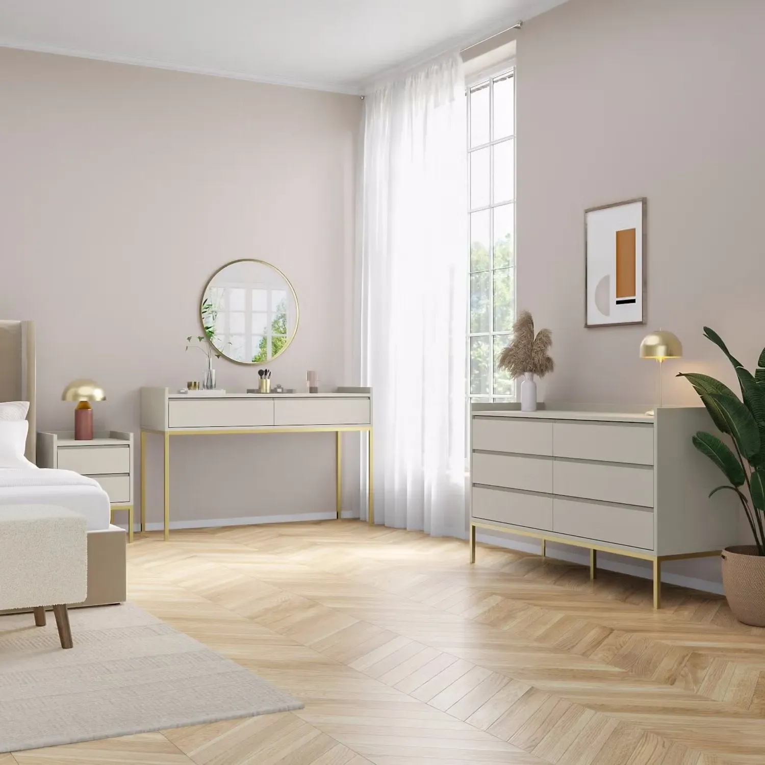 2-Drawer Dressing Table - Taupe, MDF