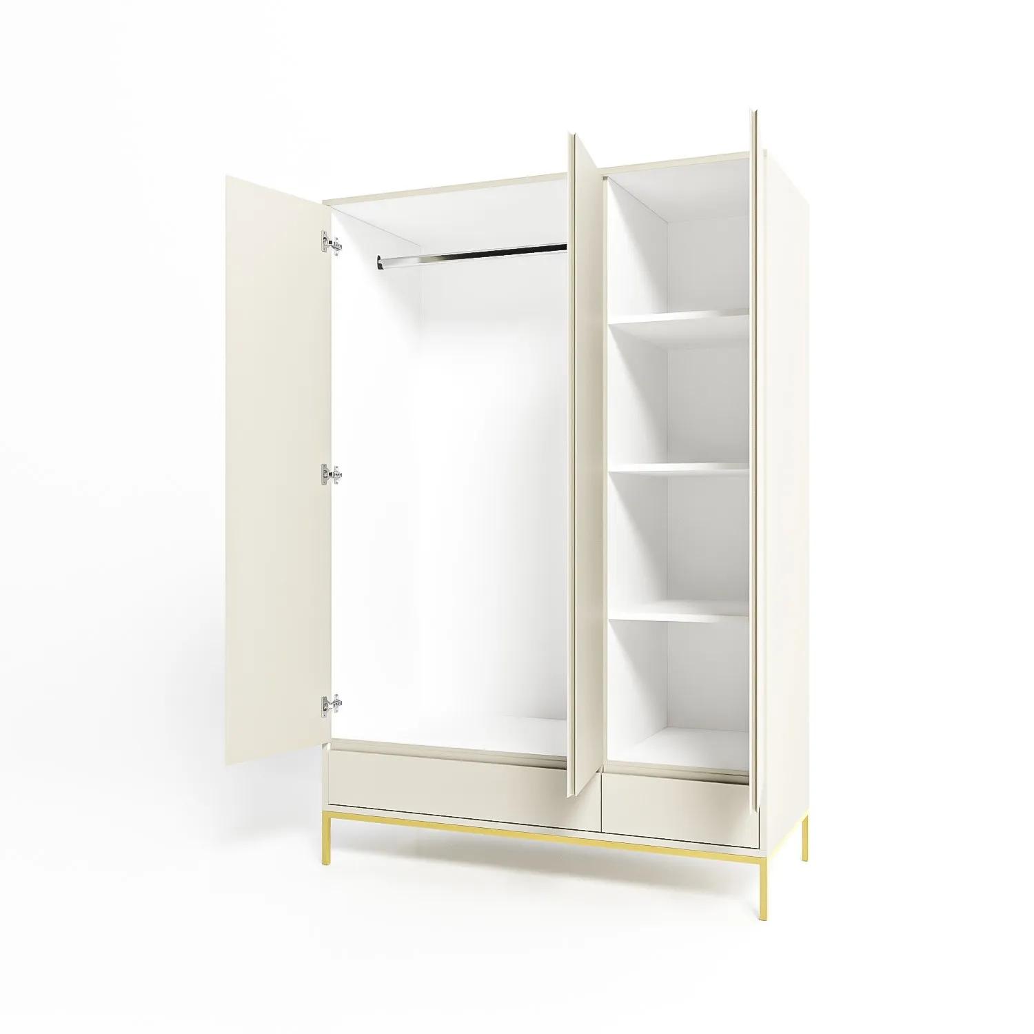 3-Door Wardrobe with Drawers - Grey, MDF
