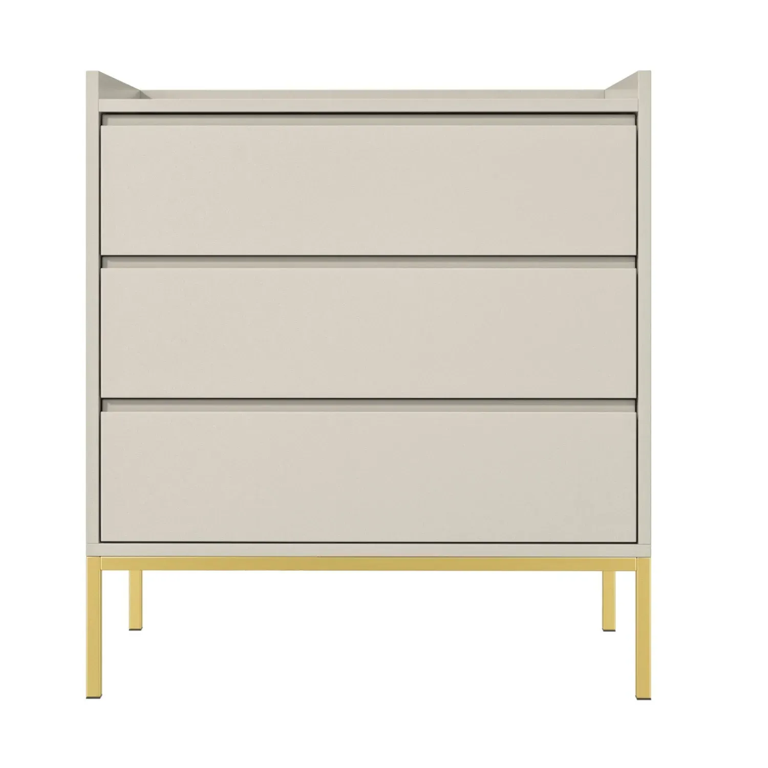 3-Drawer Chest with Gold Legs - Taupe, MDF