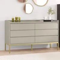 6-Drawer Wide Chest of Drawers - Taupe, MDF