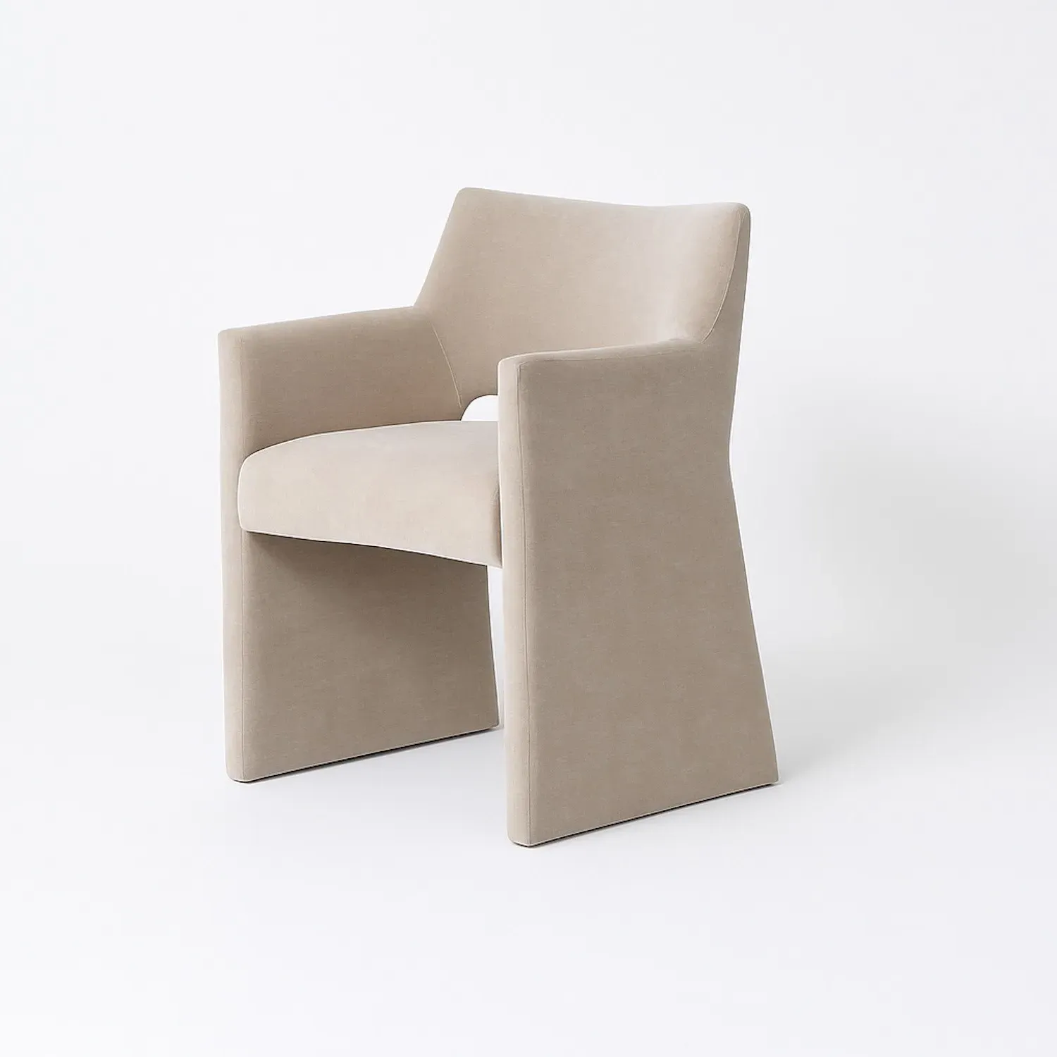Set of 4 Dining Chairs with Armrests - Beige, Chenille