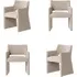 Set of 4 Dining Chairs with Armrests - Beige, Chenille