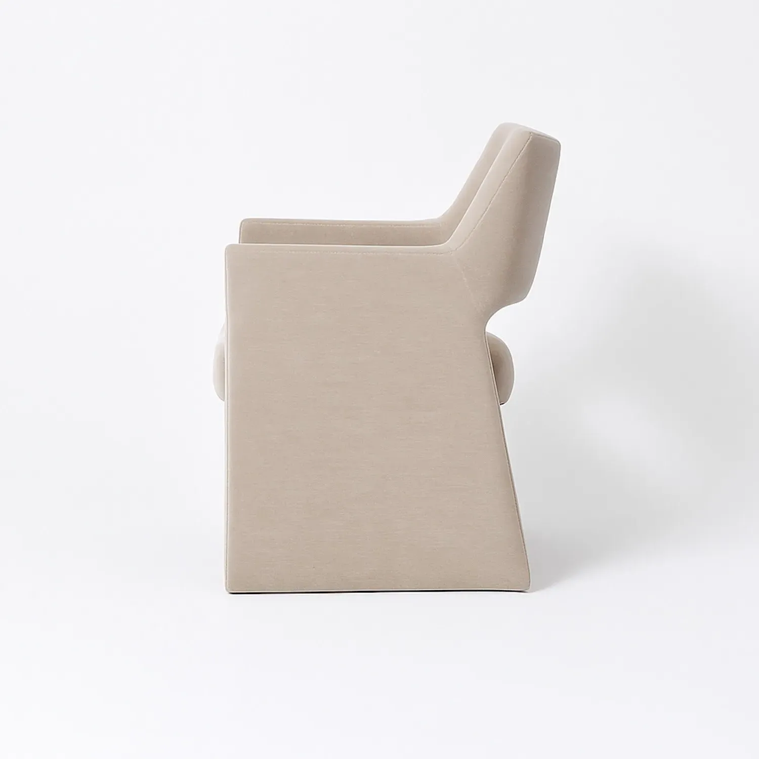 Set of 6 Dining Chairs with Armrests - Beige, Chenille