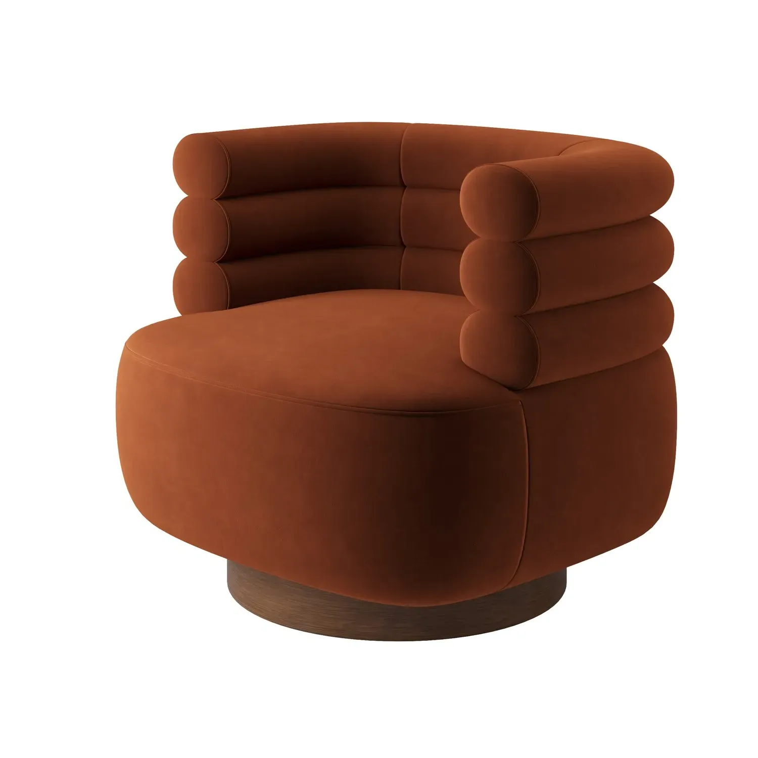 Swivel Accent Chair with 360° Rotation - Orange, Velvet
