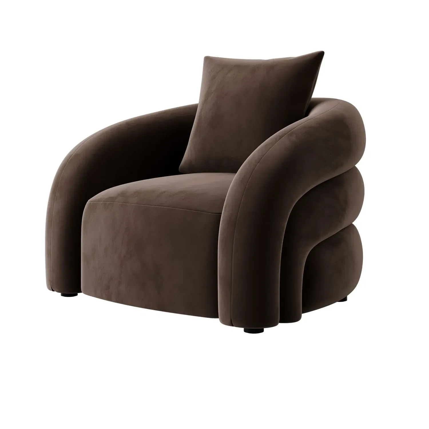 Nursing Chair with Cushion - Brown, Velvet
