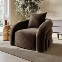 Nursing Chair with Cushion - Brown, Velvet