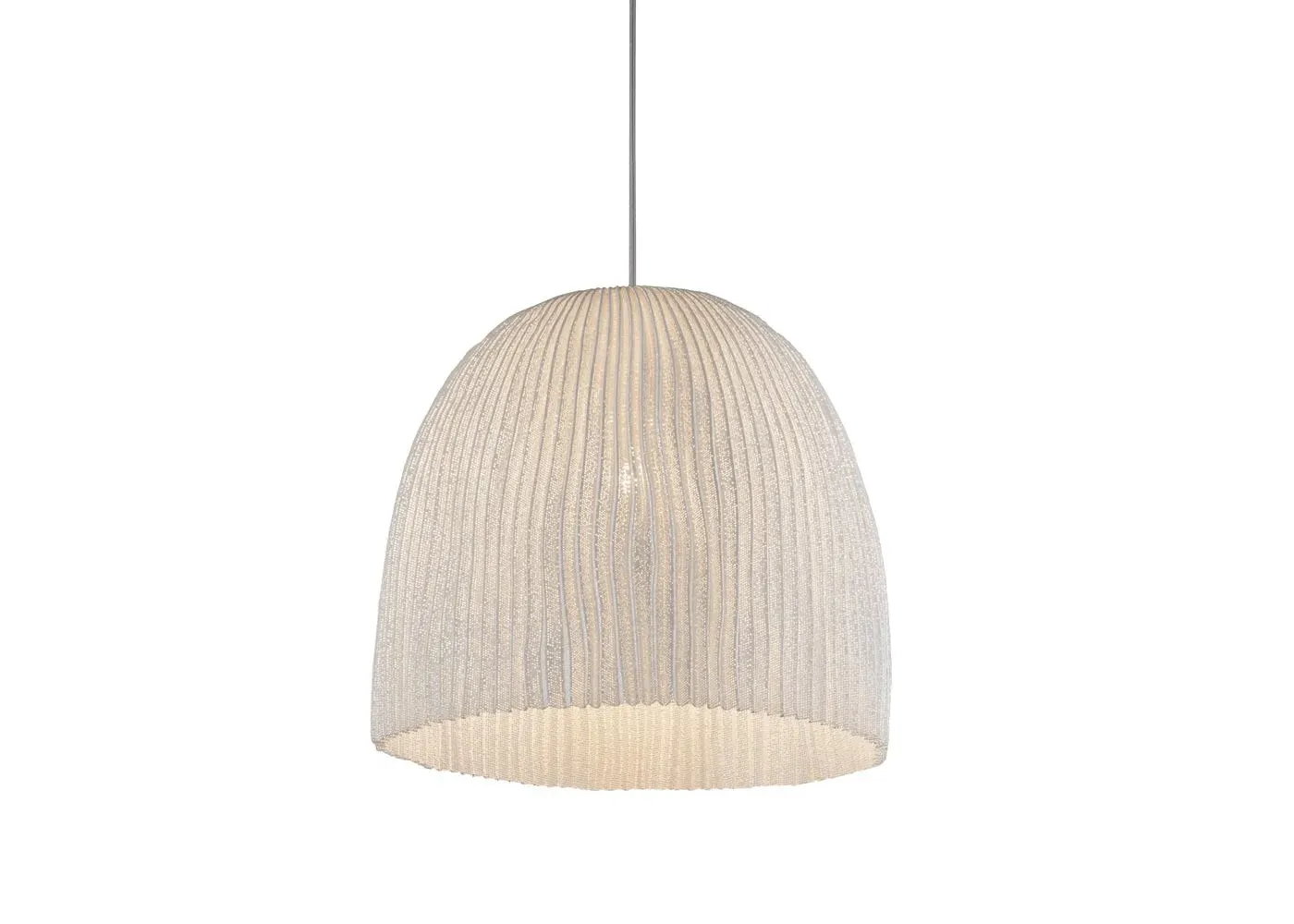 Large Pendant Light - Cream, Steel Mesh