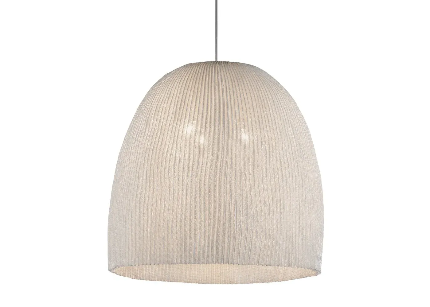 Large Pendant Light - Cream, Steel Mesh