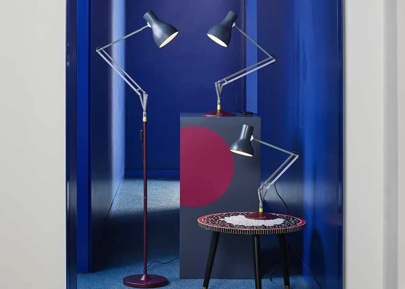 Floor Lamp with Articulated Arm - Grey, Metal