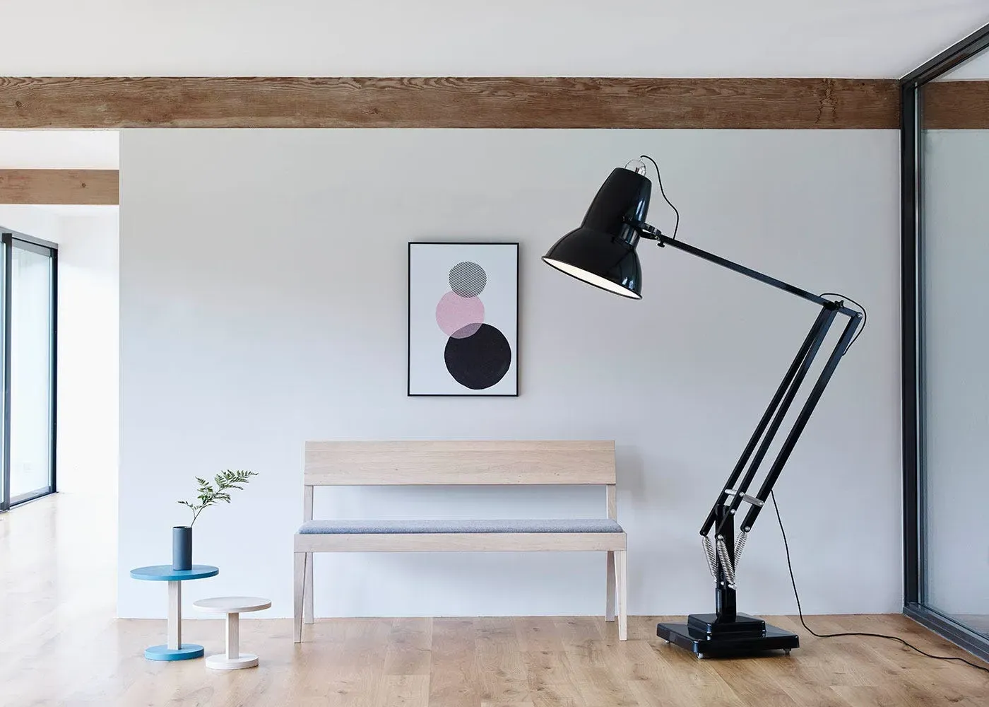 Giant Floor Lamp with Articulated Arms - Black