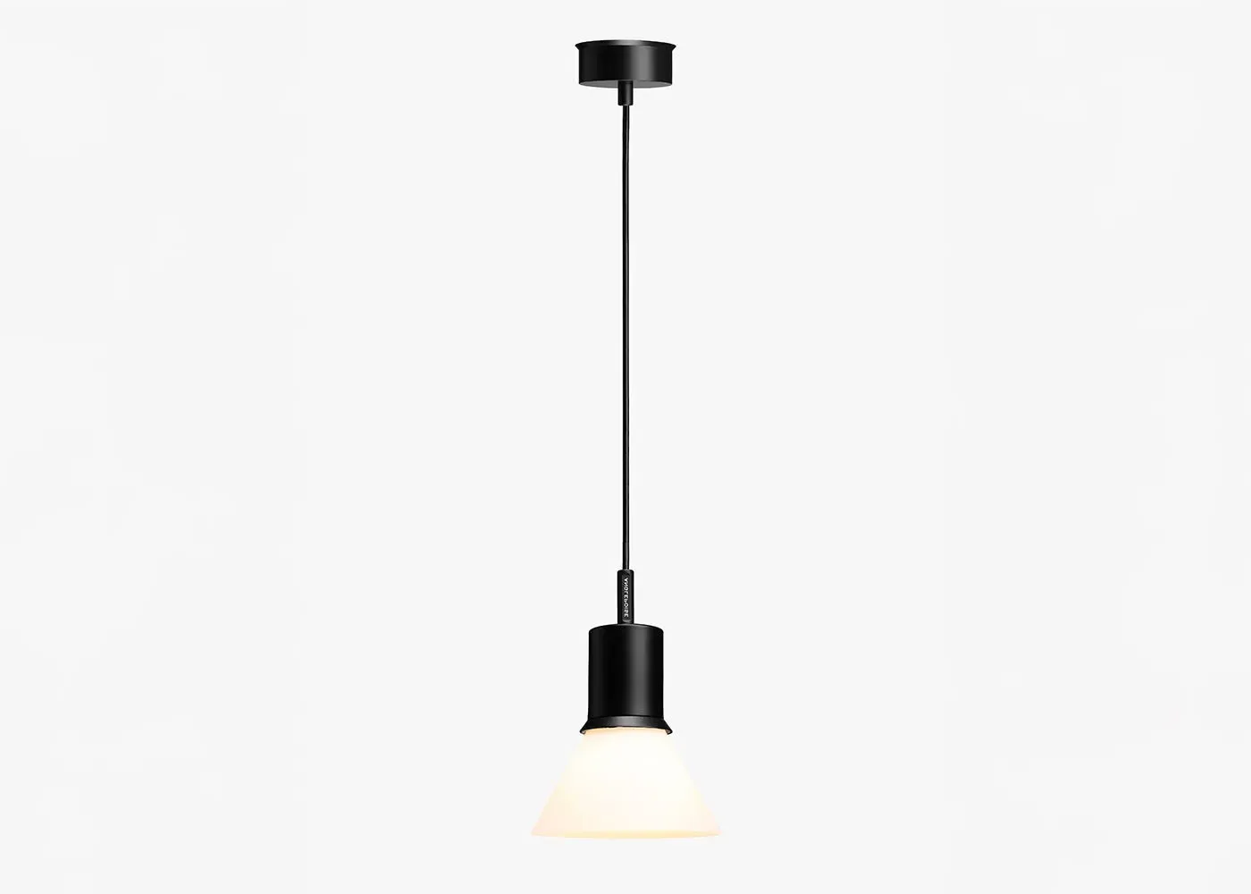 Glass Pendant Light with Adjustable Arm - Black