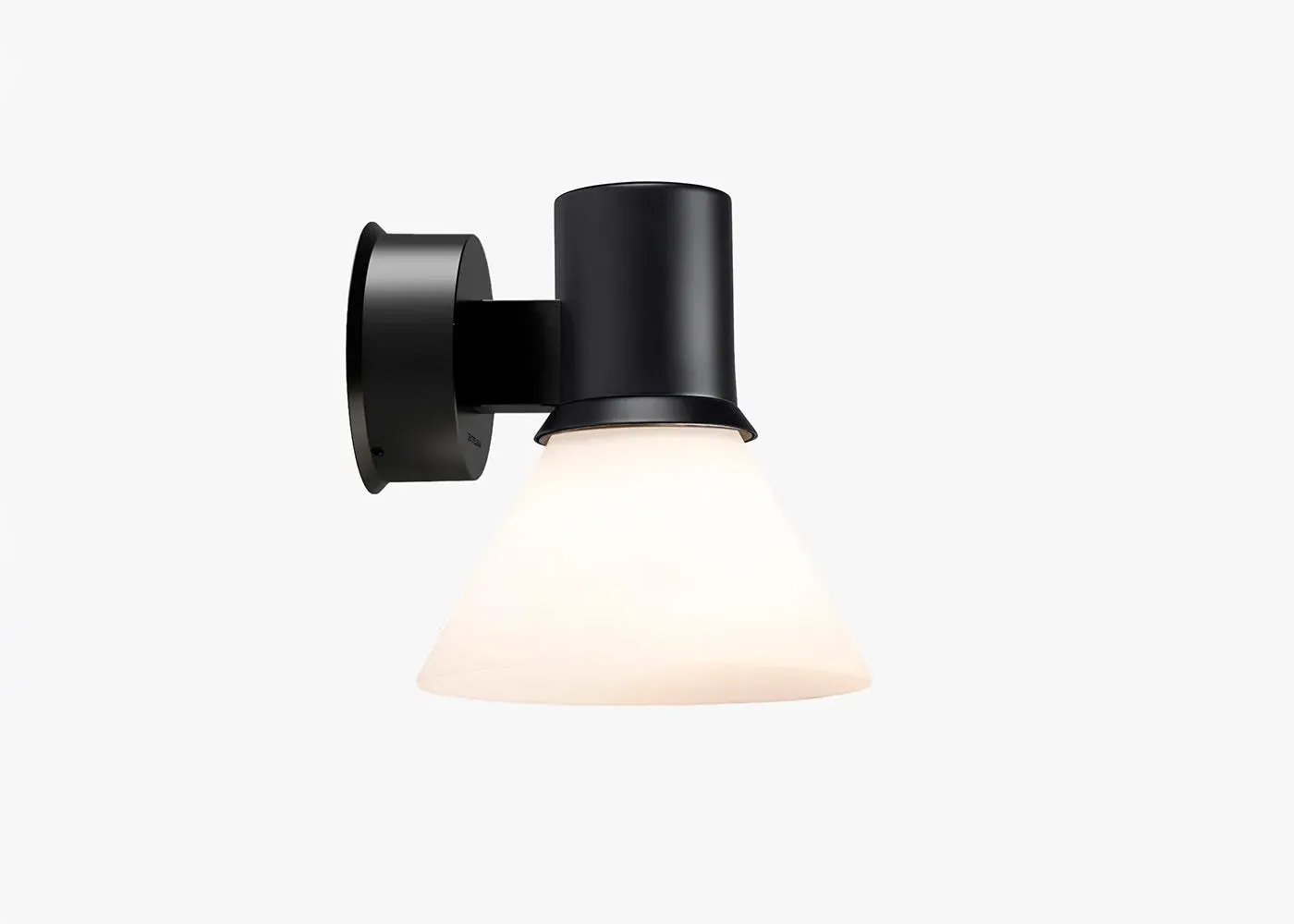 Glass Wall Light with Arm - Black, Metal image