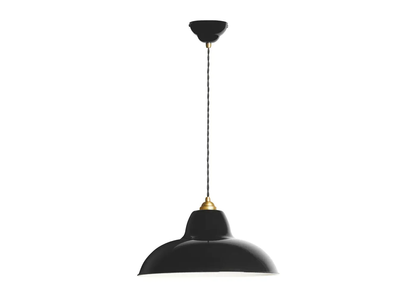 Midi Wide Pendant Light - Black, Brass image