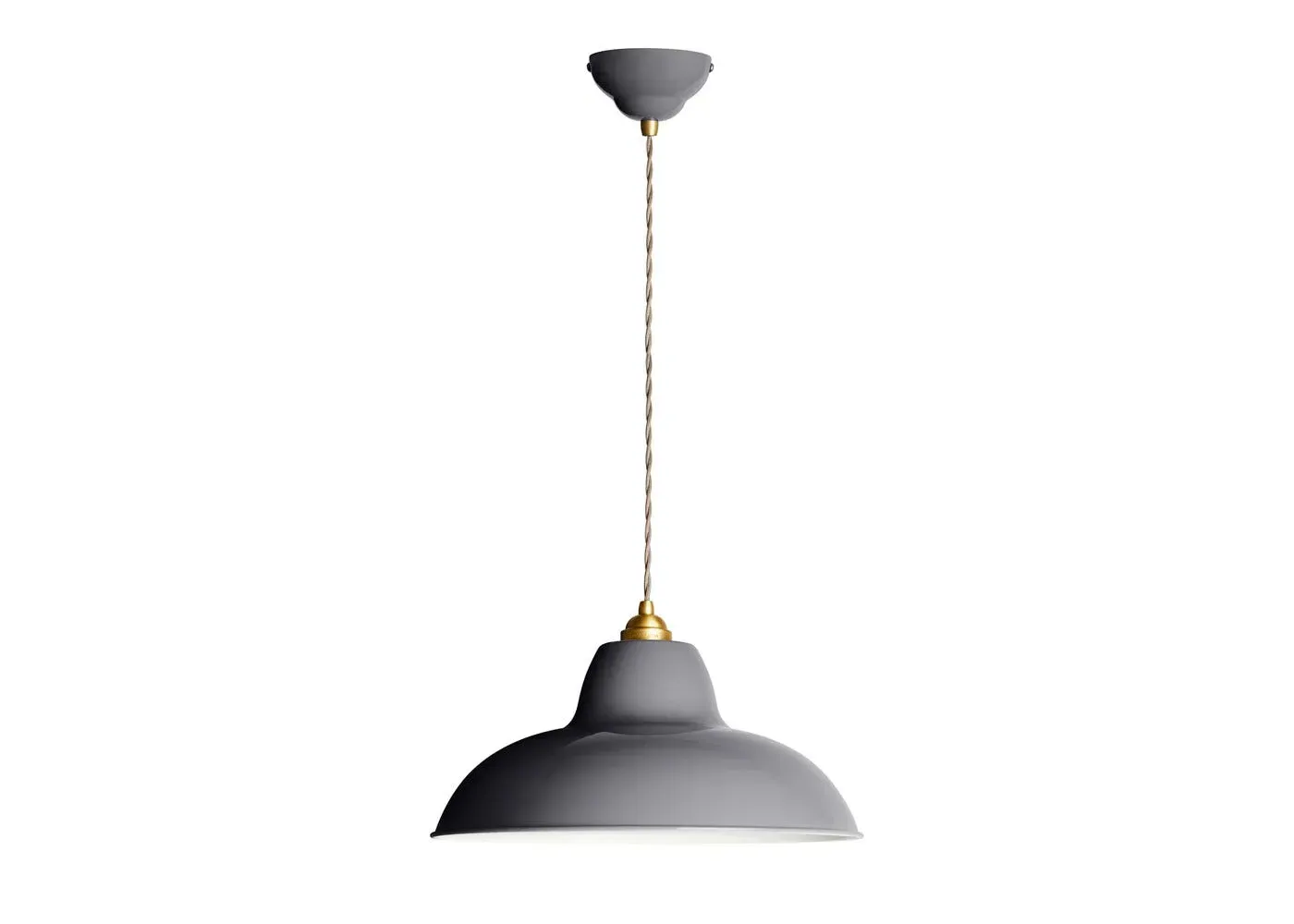 Midi Wide Pendant Light - Grey, Brass