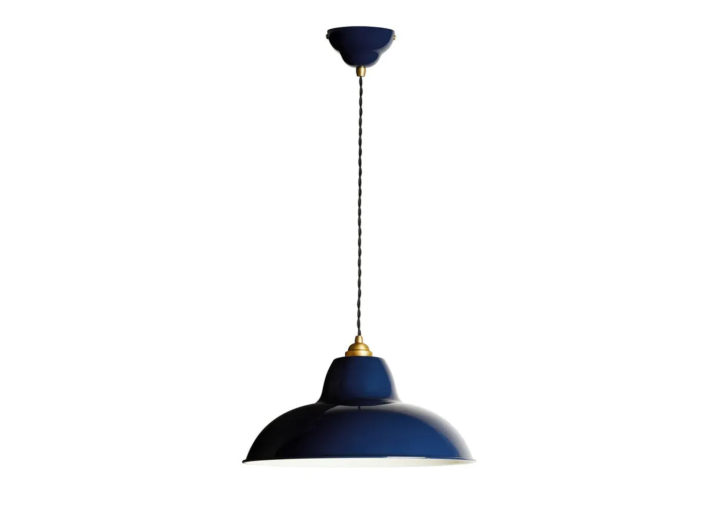 Midi Wide Pendant Light - Ink Blue, Brass
