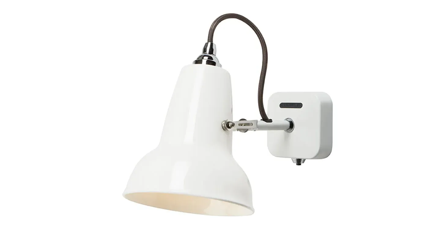 Mini Wall Lamp with Adjustable Shade - White, Ceramic image