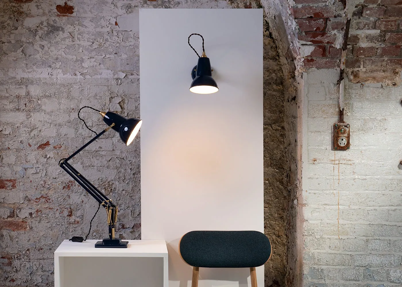 Wall Light with Adjustable Shade - Jet Black, Brass