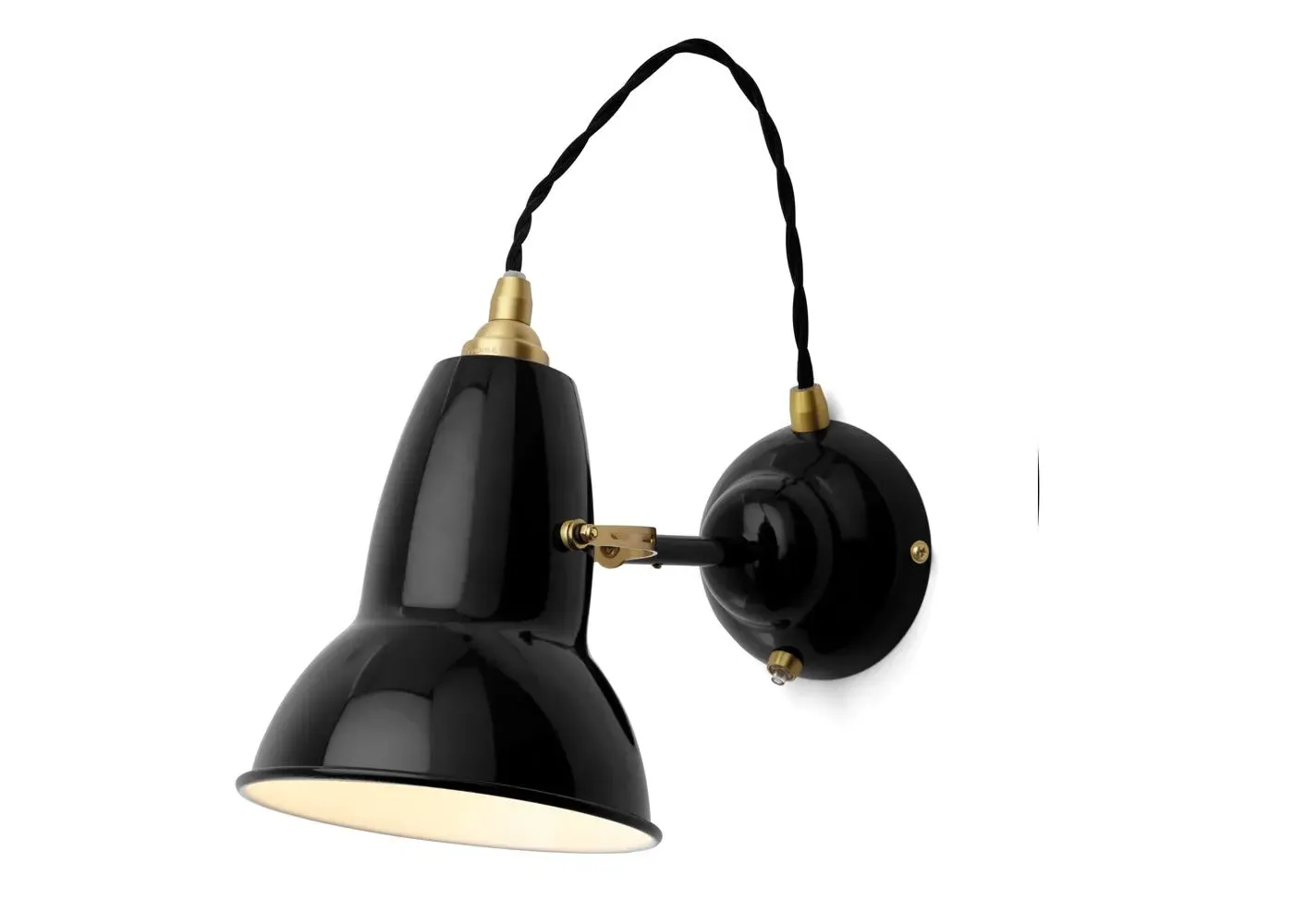 Wall Light with Adjustable Shade - Jet Black, Brass
