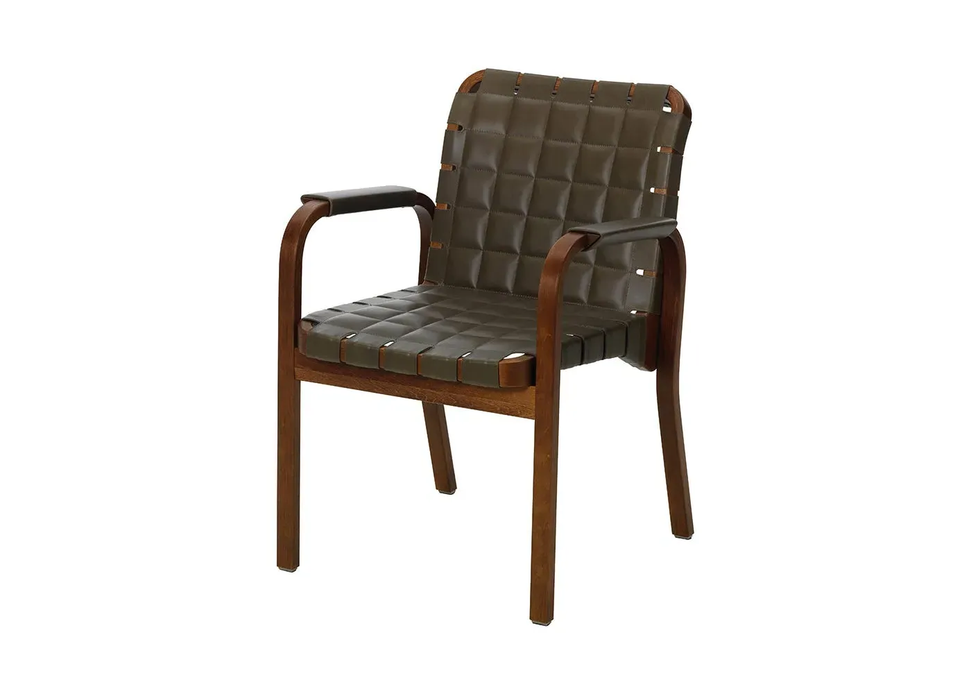 Armchair with Leather Upholstery - Olive, Birch image