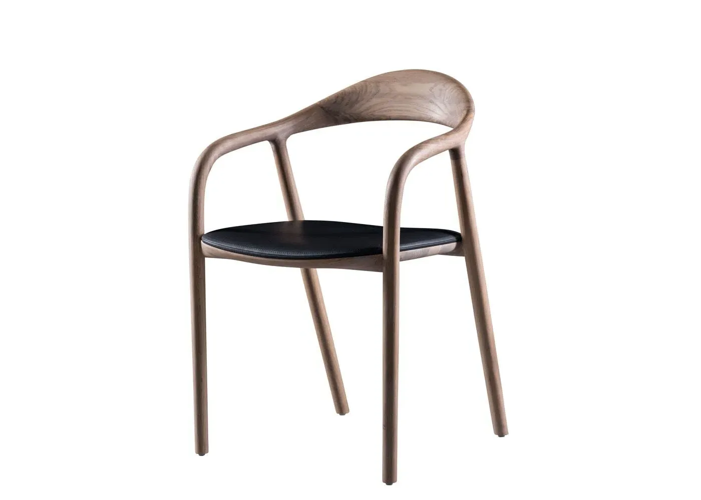 Dining Chair with Leather Seat - Walnut, Wood