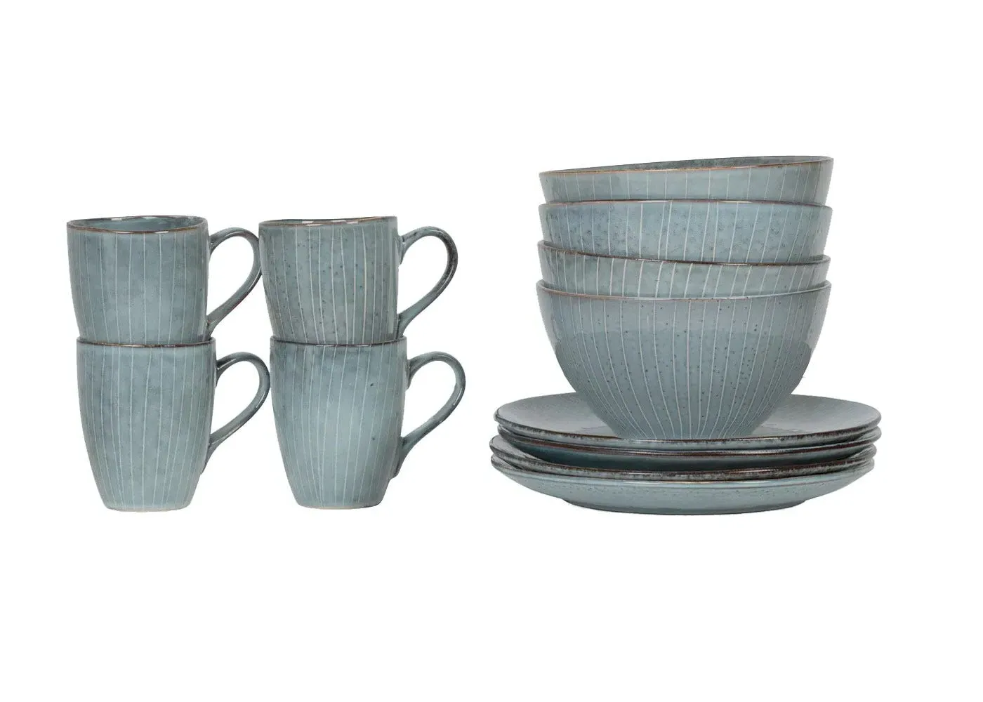 12-Piece Breakfast Set - Blue, Ceramic image