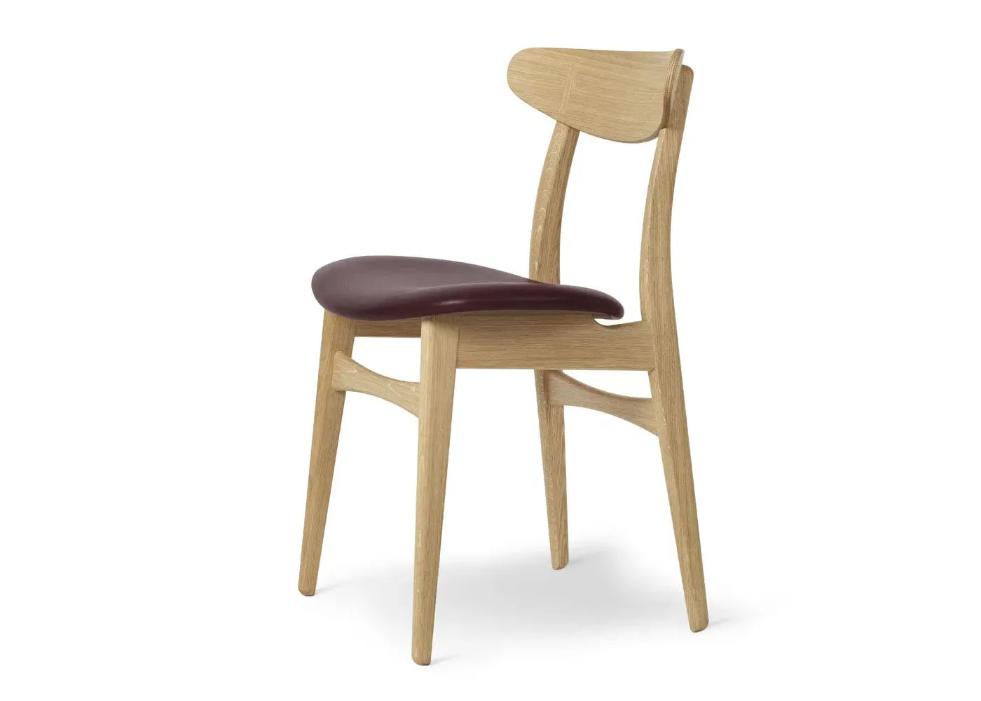 Dining Chair with Leather Seat - Light Wood