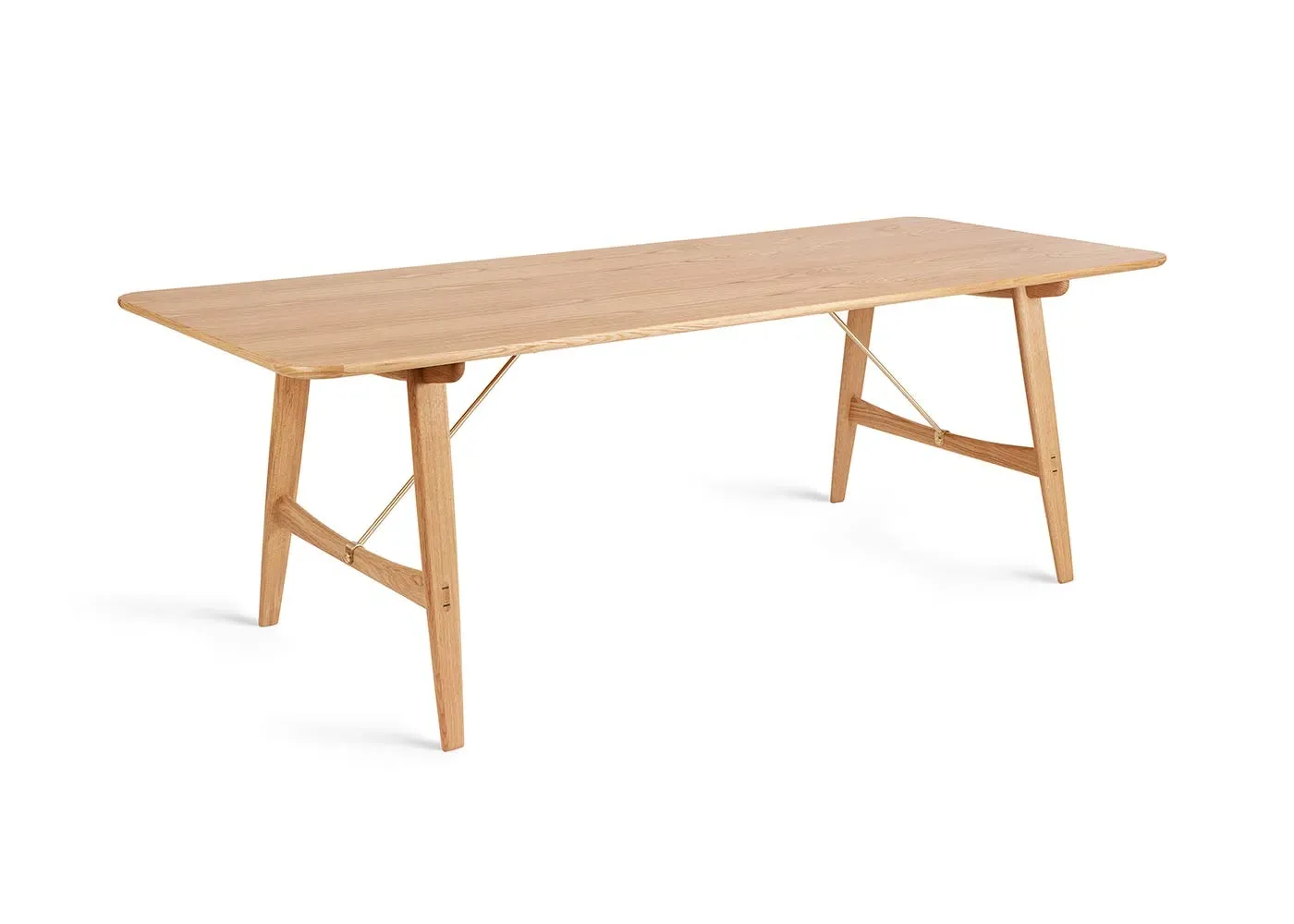 Hunting Table with Brass Details - Oak, Oiled Wood image
