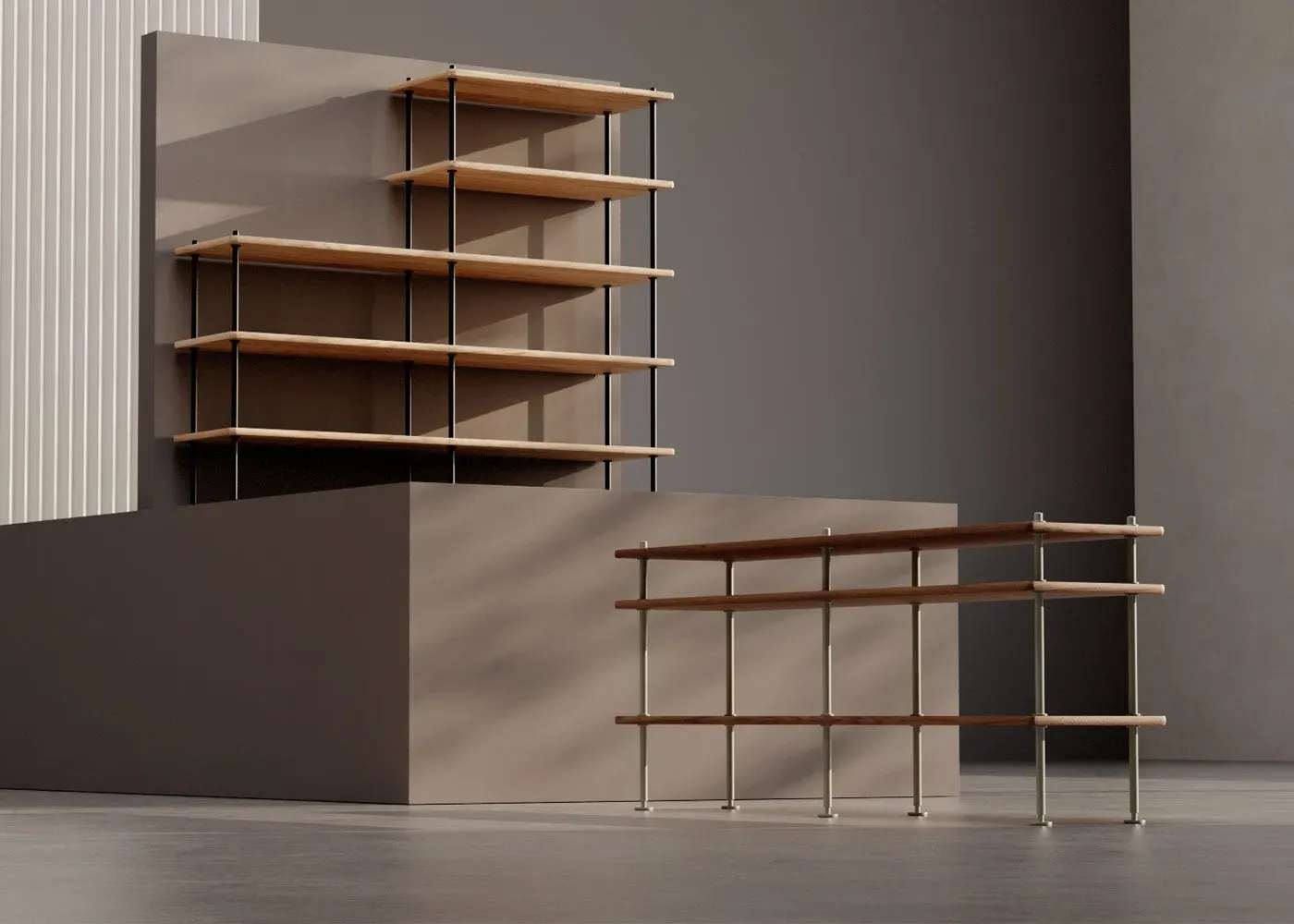 Modular Shelving System - Oak, Steel