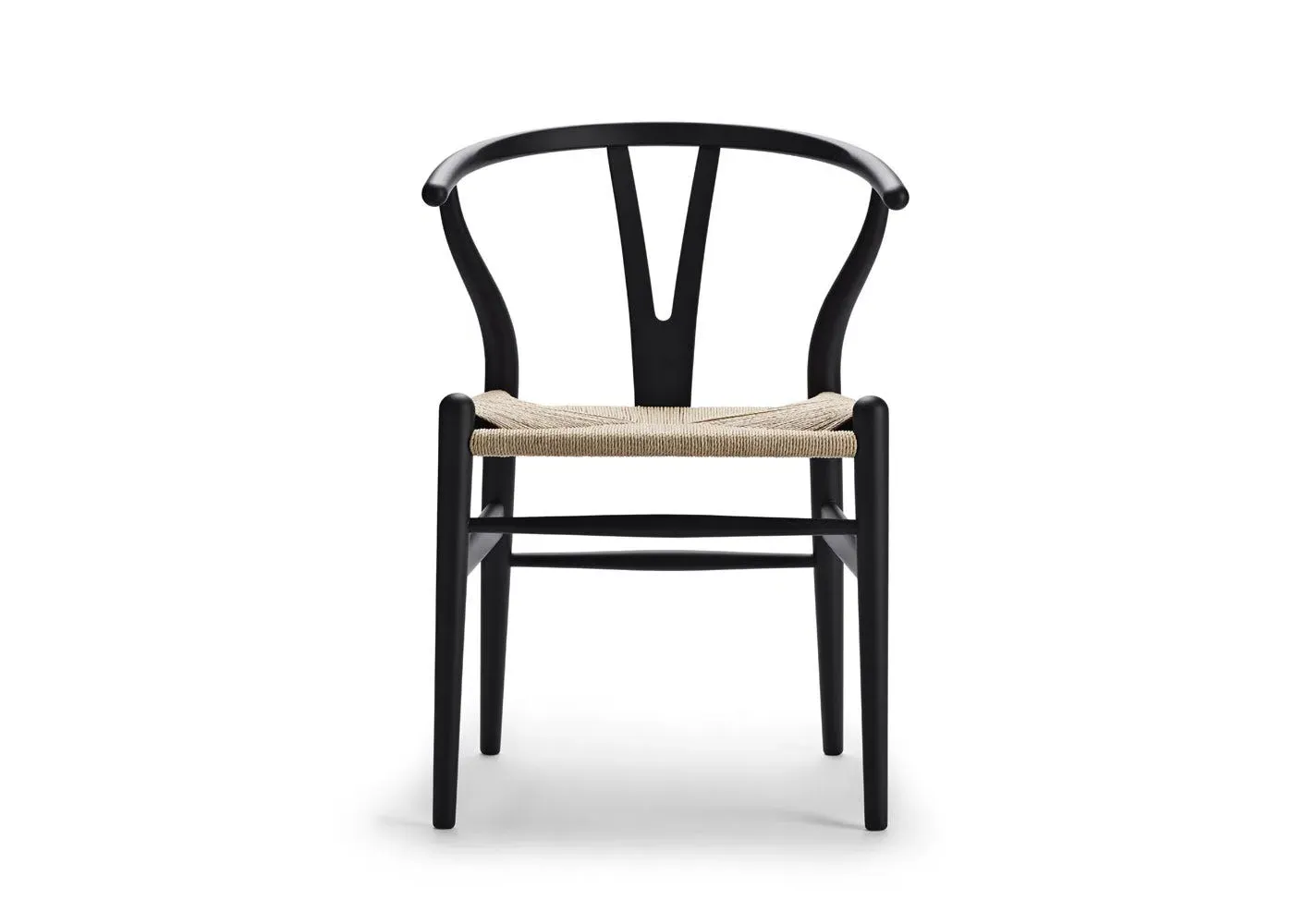 Wishbone Chair with Woven Seat - Black, Wood image