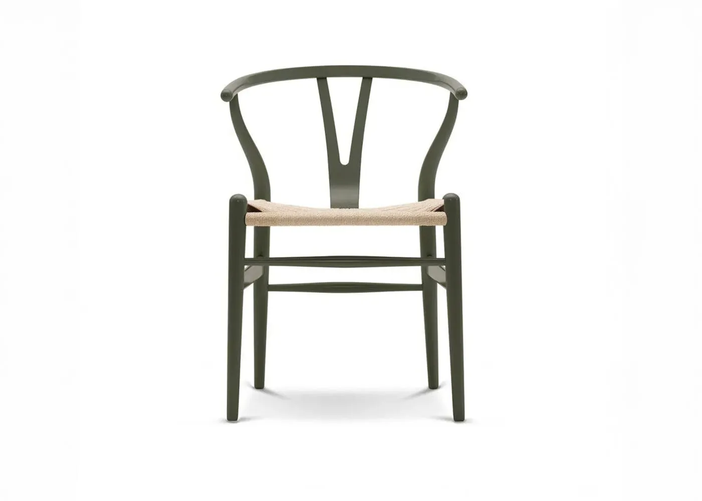 Wishbone Chair with Woven Seat - Green, Beech