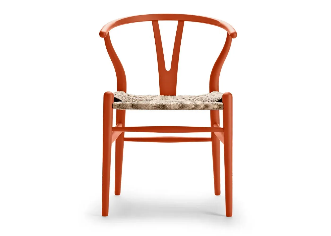 Wishbone Chair with Woven Seat - Red, Beech