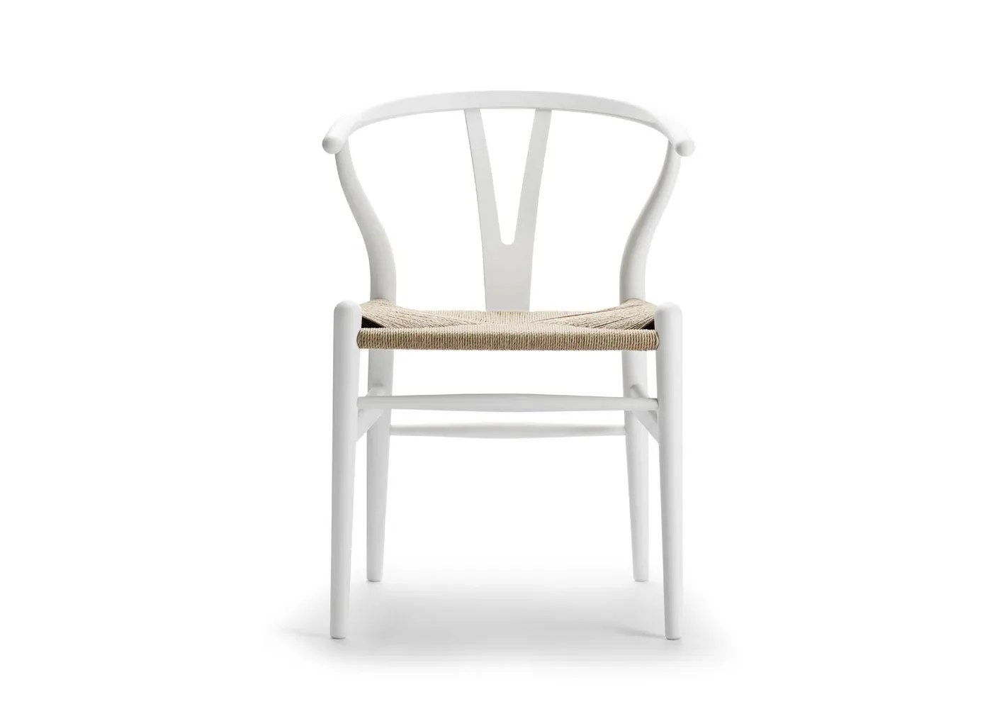 Wishbone Chair with Woven Seat - White, Wood