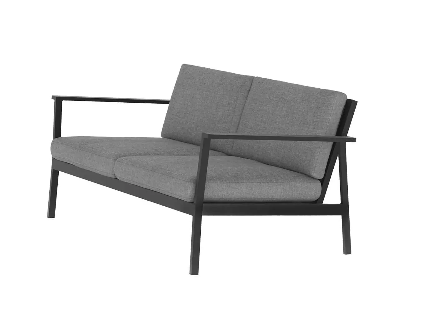 2-Seater Outdoor Sofa - Black, Aluminium