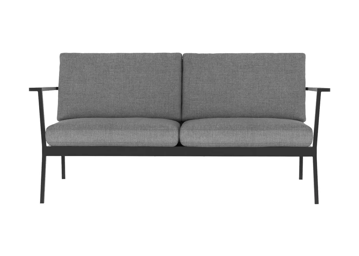 2-Seater Outdoor Sofa - Black, Aluminium image