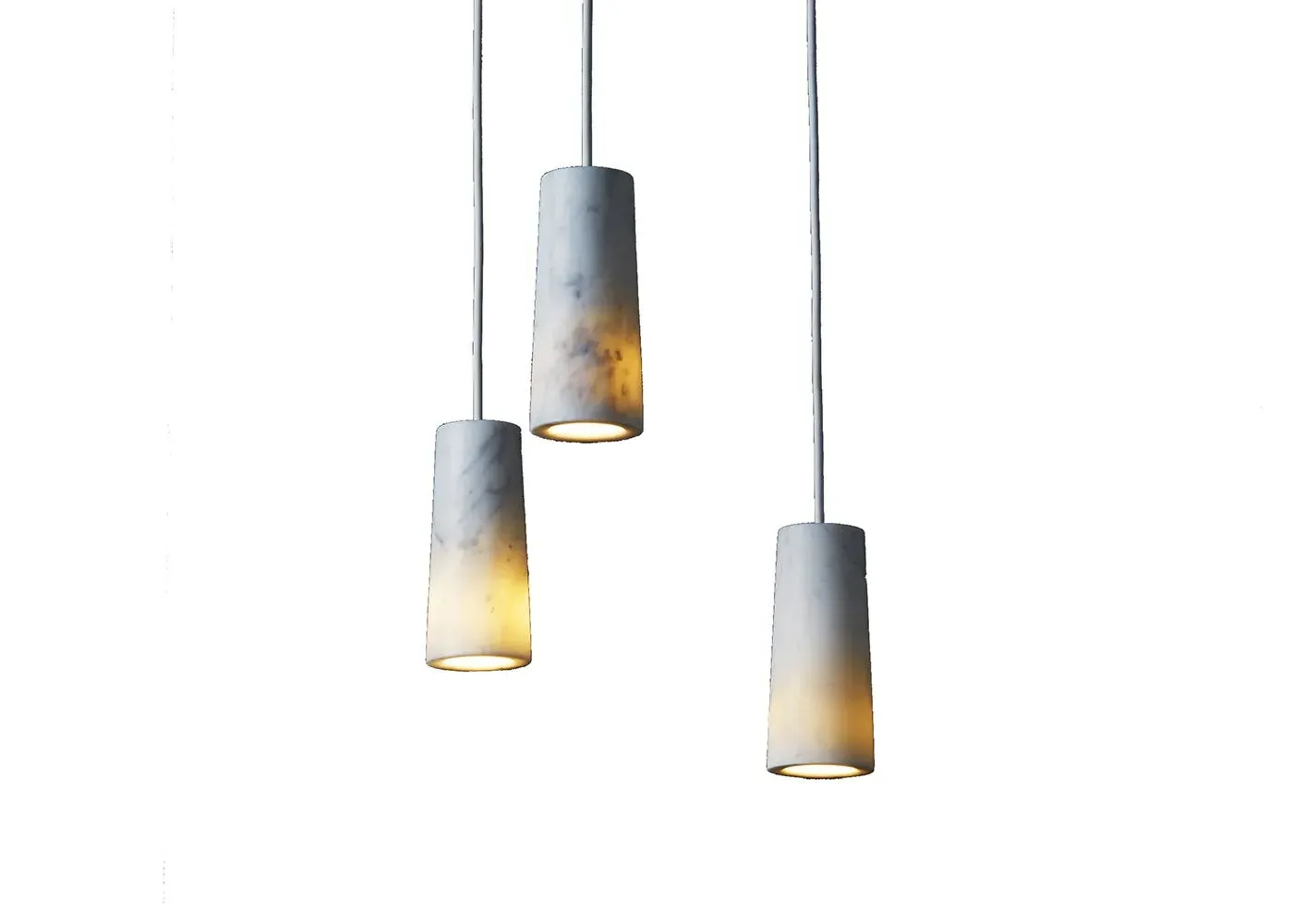 3-Light Pendant Cluster - White, Marble