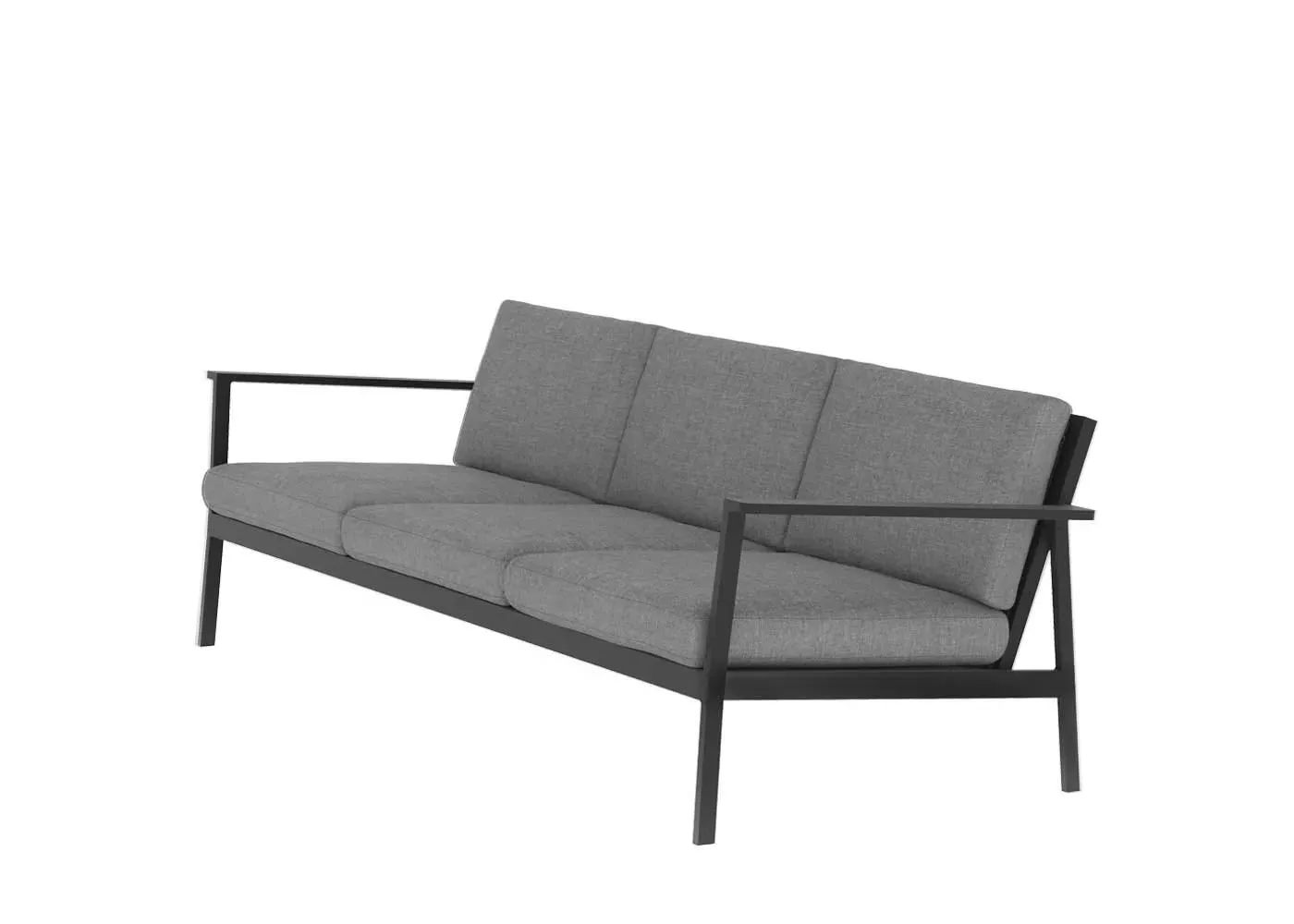 3-Seater Outdoor Sofa - Black, Aluminium image